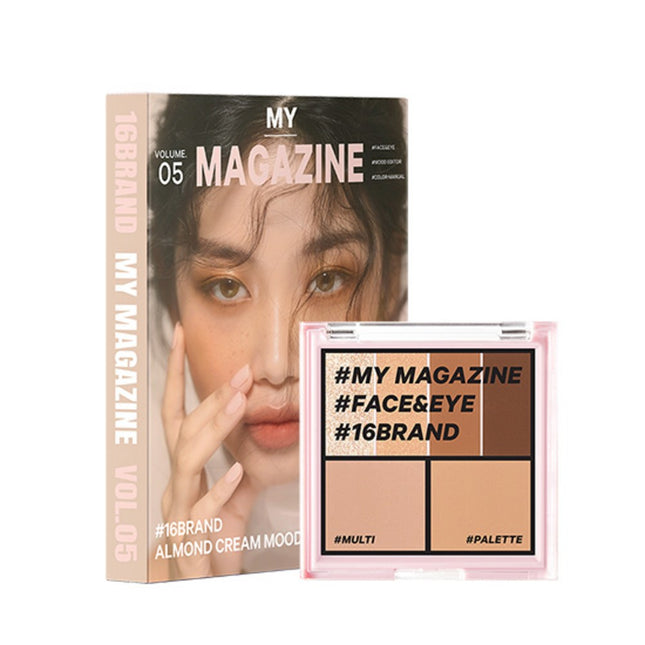 16BRAND  My Magazine Eye Palette 8.5g Vol 05 Almond Cream Mood 1 count