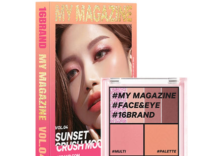 16BRAND  My Magazine Makeup Palette 7.5g, Vol 04 Sunset Crush Mood, 1 pc