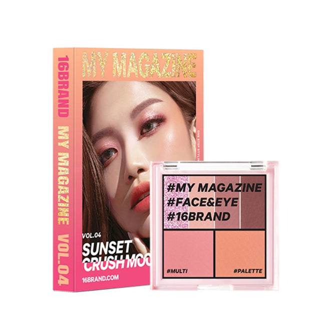16BRAND  My Magazine Makeup Palette 7.5g, Vol 04 Sunset Crush Mood, 1 pc