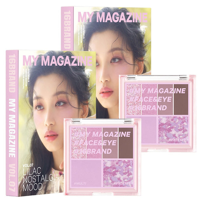 16BRAND  My Magazine Makeup Palette 7.1g Vol 07 Lilac Nostalgia Mood, Set of 2