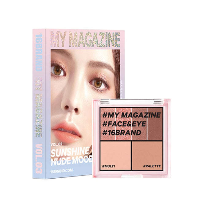 16BRAND 16Brand My Magazine Makeup Palette 7.5g, Vol 03 Sunshine Nude Mood, 1 count
