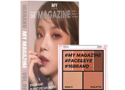 16BRAND  My Magazine Eye Palette 8.5g, Vol 06 Burnt Pecan Mood, 1 Piece