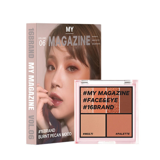 16BRAND  My Magazine Eye Palette 8.5g, Vol 06 Burnt Pecan Mood, 1 Piece