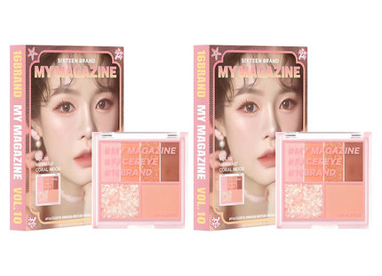 16BRAND  My Magazine Makeup Palette 7g, Vol 10 Mermaid Coral Mood, 2-pack