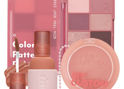 IM MEME  Valentine Candy Cool Tone Makeup Gift Set Petal Pattern Palette Mellow Pink Blush Rosy Beige Tint 1 Set