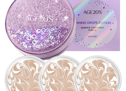 AGETWOONIES  Shining Drop Edition New Original Essence Cover Pact Case + Refill 12.5g x 3p, Shade 13 White Latte, 1 Count