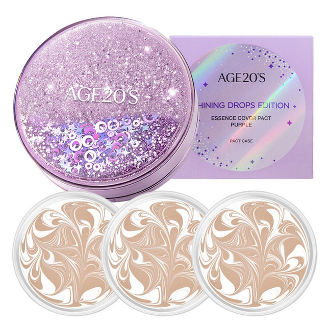 AGETWOONIES  Shining Drop Edition New Original Essence Cover Pact Case + Refill 12.5g x 3p, Shade 13 White Latte, 1 Count