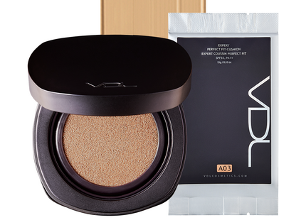 VDL  Expert Perfect Fit Cushion Foundation Set 15g + Refill 15g, A03, 1 Pack