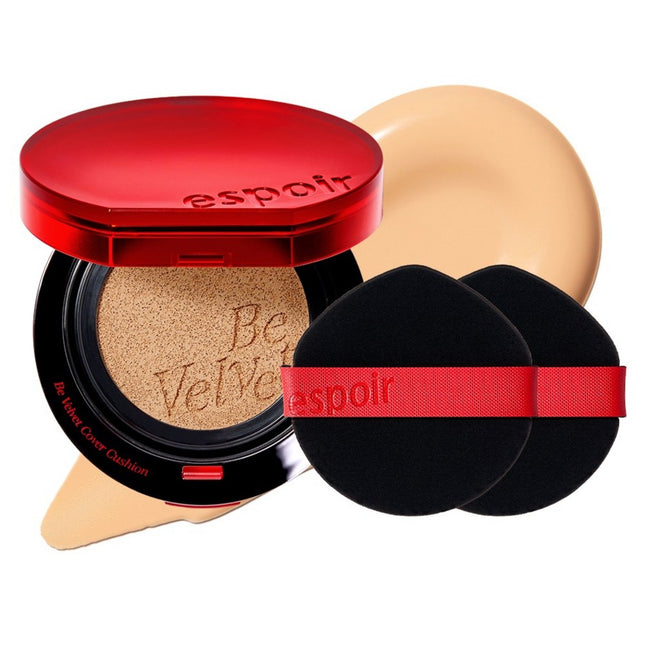 ESPOIR  Be Velvet Cover Cushion Foundation 13g + Puff 2p Set, Shade 23 Beige, 1 Count