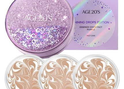 AGETWOVENICE  Shining Drop Edition New Original Essence Cover Pact Case + Refill 12.5g x 3p, Shade 23 White Latte, 1 Count