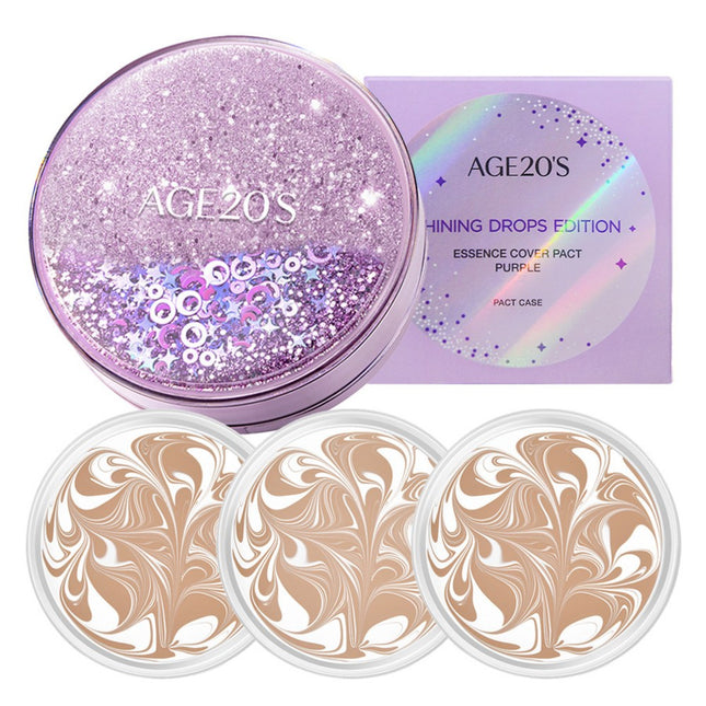 AGETWOVENICE  Shining Drop Edition New Original Essence Cover Pact Case + Refill 12.5g x 3p, Shade 23 White Latte, 1 Count