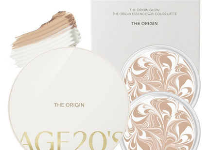 AGE 20'S  THE ORIGIN ESSENCE PACT CASE 1pc + REFILL 2pcs, NO.13 WHITE LATTE, 1 SET