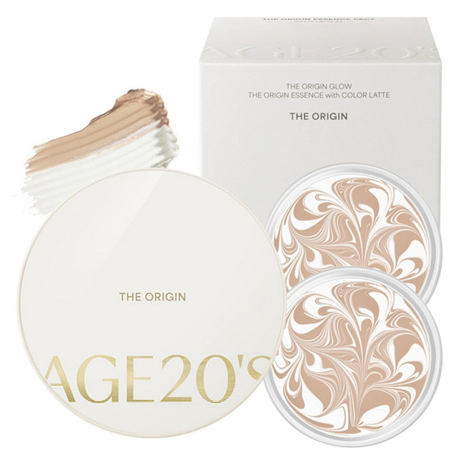 AGE 20'S  THE ORIGIN ESSENCE PACT CASE 1pc + REFILL 2pcs, NO.13 WHITE LATTE, 1 SET