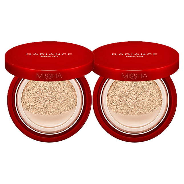 MISSHA Missha Radiance Perfect Fit Cushion 15g, 21 Vanilla, 2 Count