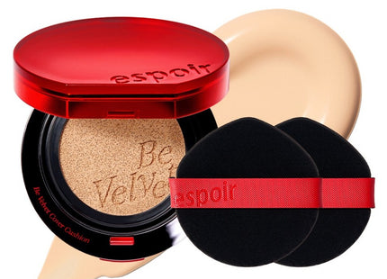 ESPOIR  Be Velvet Cover Cushion 13g + Puff 2p Set, Shade 21 Ivory, 1 Count