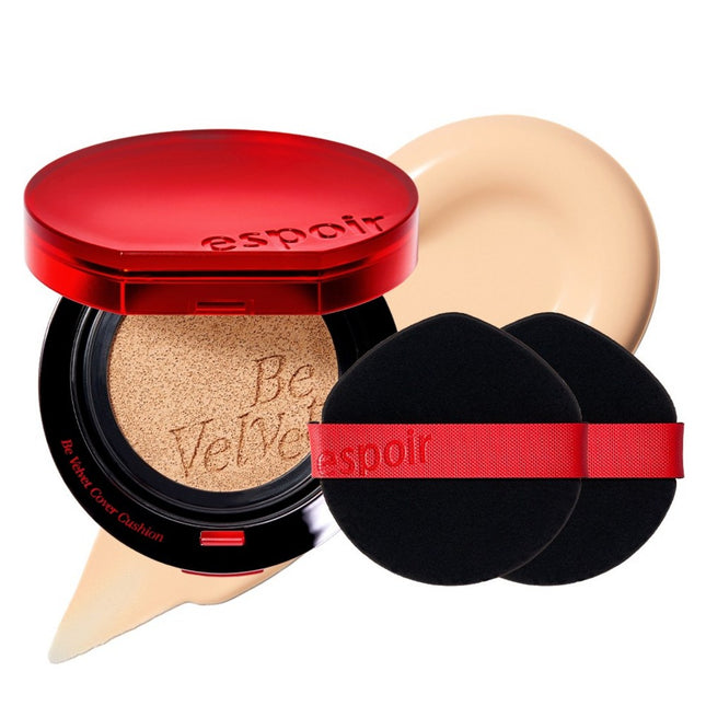 ESPOIR  Be Velvet Cover Cushion 13g + Puff 2p Set, Shade 21 Ivory, 1 Count