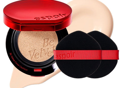 ESPOIR  Be Velvet Cover Cushion Foundation 13g + Puff 2p Set, Shade 13 Porcelain