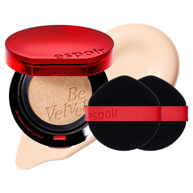 ESPOIR  Be Velvet Cover Cushion Foundation 13g + Puff 2p Set, Shade 13 Porcelain