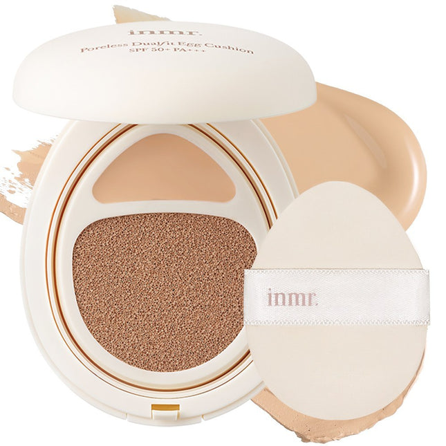 INMU FORES Dual Fit Concealer & Foundation 2in1 Egg Cushion (Covers Melasma, Blemishes, Freckles, Pores)