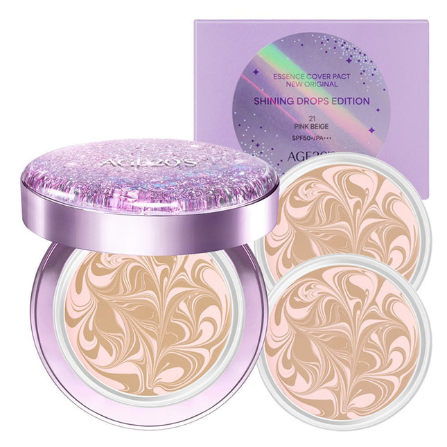 AGE 20'S  NEW ORIGINAL SHINING DROPS EDITION ESSENCE COVER PACT PURPLE 12.5g SET