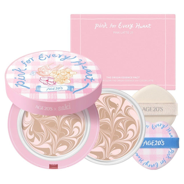 AGE 20'S  Pink For Every Heart Edition The Origin Essence Pact Set Pink Latte 21, 1 ea