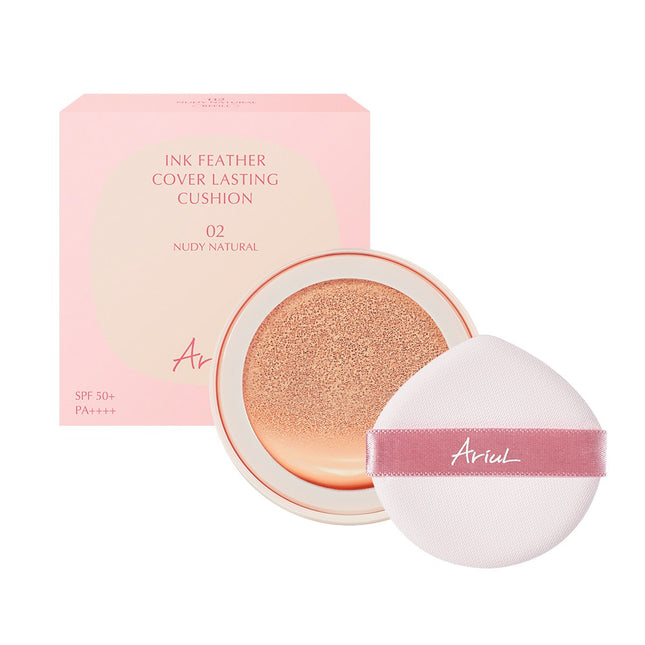 ARIAL Ariel Ink Feeder Lasting Cushion SPF50+ PA++++ Refill 15g, Shade 2 Nudy Natural, 1 Count