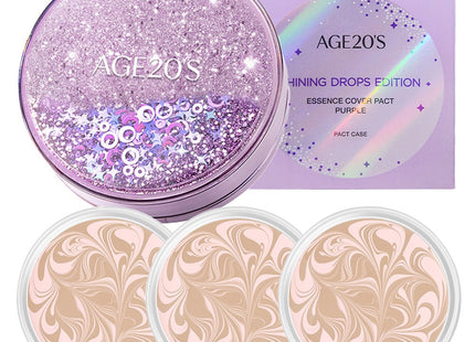 AGE 20'S  Shining Drop Edition New Original Essence Cover Pact Case + Refill 12.5g x 3p, Shade 13 Pink Latte