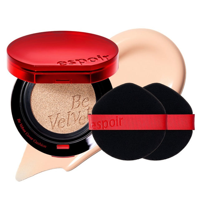 ESPOIR  Be Velvet Cover Cushion 13g + Puff 2p Set, Shade 20 Vanilla, 1 Count