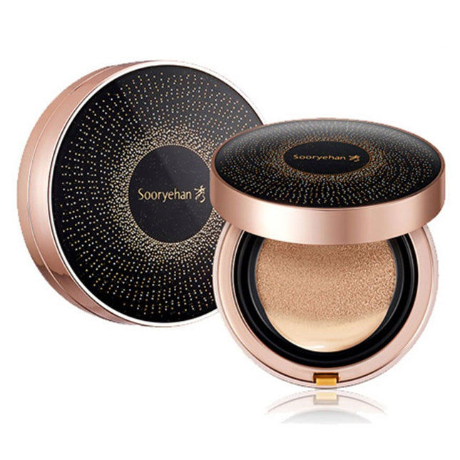 SOORYEHAN  Black Jinseang Cushion Foundation 15g + Refill 15g + Puff 2p, Shade 23, 1 Count