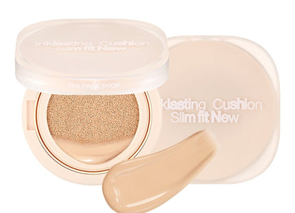 THE FACE SHOP  Ink Lasting Slim Fit New Cushion Foundation 12g, 1 Count, N201 Apricot Beige