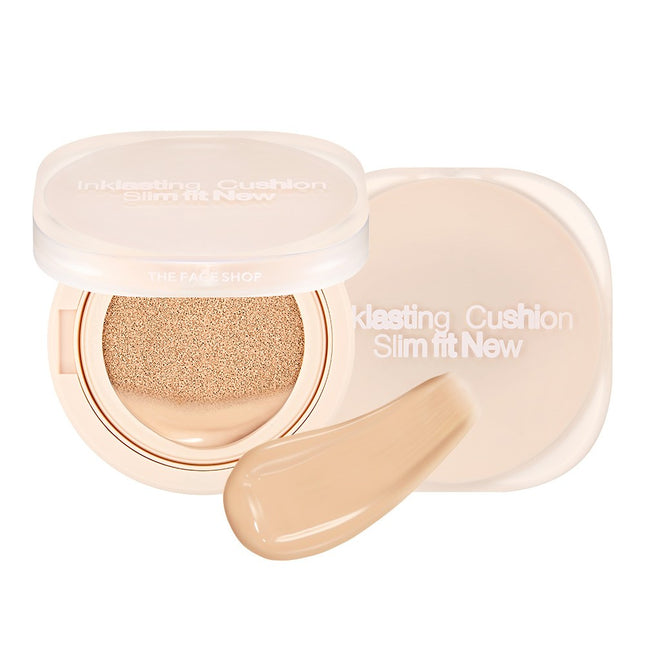 THE FACE SHOP  Ink Lasting Slim Fit New Cushion Foundation 12g, 1 Count, N201 Apricot Beige
