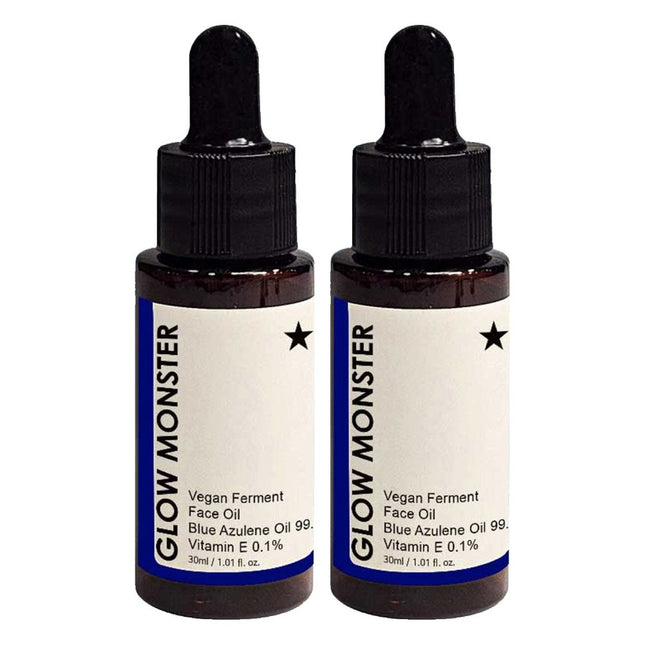 GLOWMONSTER  Vegan Fermented Face Oil Blue Azulene Oil 99.9%, 30ml, 2 count