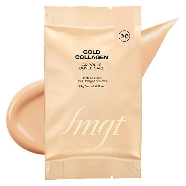 THE FACE SHOP FRP New Gold Collagen Cover Cake Refill 15g, 203 Natural Beige, 1ea