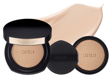 OHUI  Ultimate Cover D'éenne Tone Cover Cushion SPF50+ PA++++ 13g + Refill 13g, 100D Shade 21, 1 Set