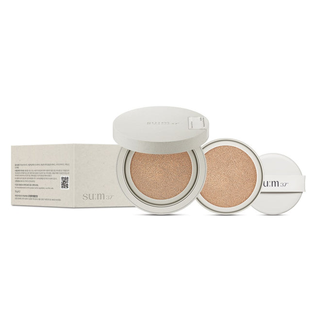 SU:M37  Skin Saver Soft Glow Cushion Foundation 13g + Refill 13g, No. 13 Light Beige, 1 Set