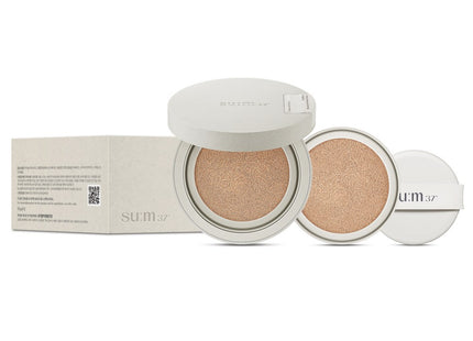 SU:M37°  Skin Saver Soft Glow Cushion Foundation SPF50+ PA++++ 13g + Refill 13g, Shade 02 Natural Beige, 1 Set