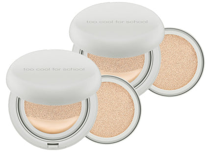 TOO COOL FOR SCHOOL Art Class Studio de Tente Fixing Cover Cushion SPF50+ PA++++ 12g + Refill 12g, 1 Porcelain (Set of 2)