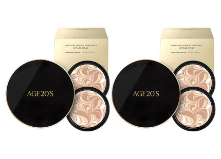 AGETWOONIS  Signature Essence Cover Pact Intense Case + Refill 14g 2p Set, Shade 23, 2 Count