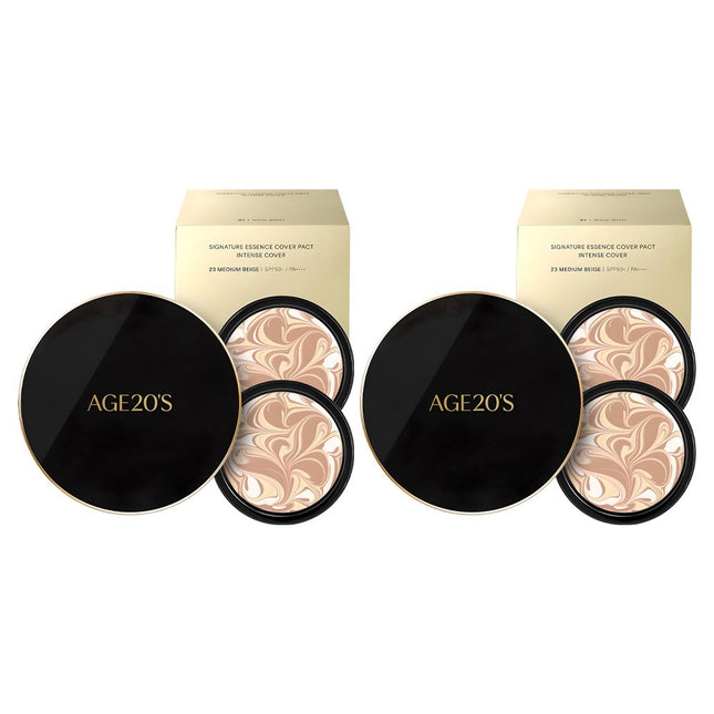 AGETWOONIS  Signature Essence Cover Pact Intense Case + Refill 14g 2p Set, Shade 23, 2 Count