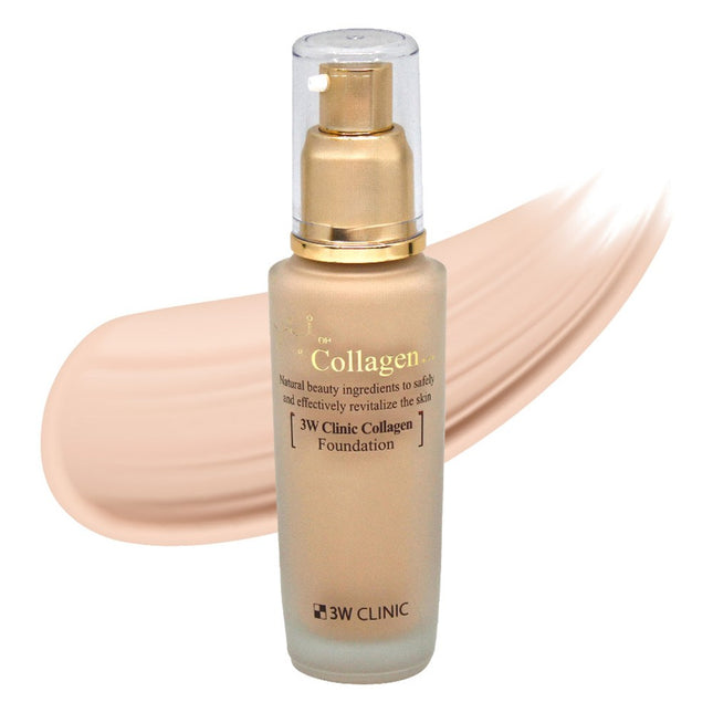 3W CLINIC  Collagen Foundation 50ml, Shade 21 True Beige, 1 Count