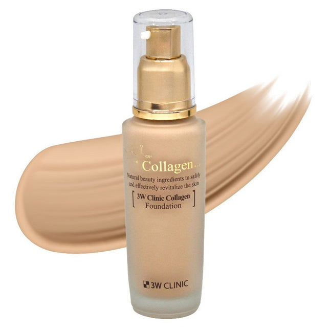 3W CLINIC  Collagen Foundation 50ml, Shade 23 Natural Beige, 1 Count