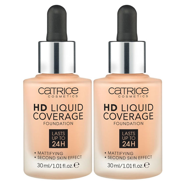 CATRICE  HD Liquid Coverage Foundation 30ml, Sand Beige 030 (2 Pack)