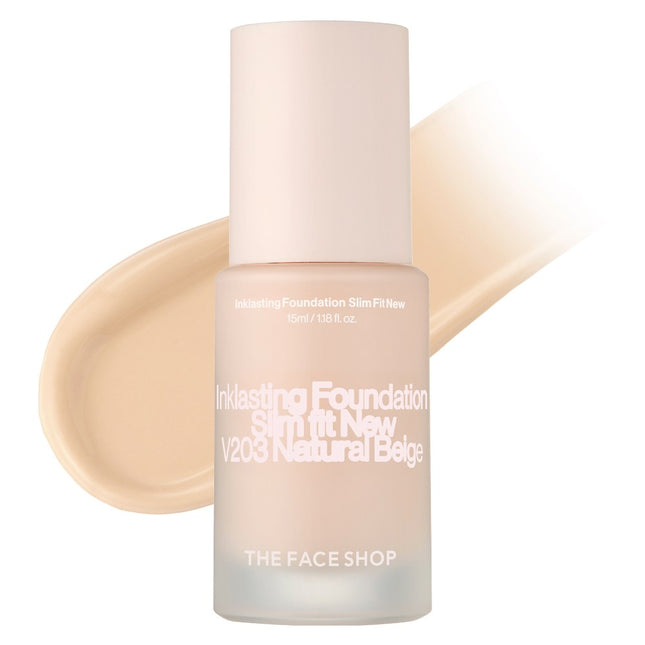 THE FACE SHOP  Ink Lasting Foundation Slim Fit New 15ml, V203 Natural Beige, 1 Count