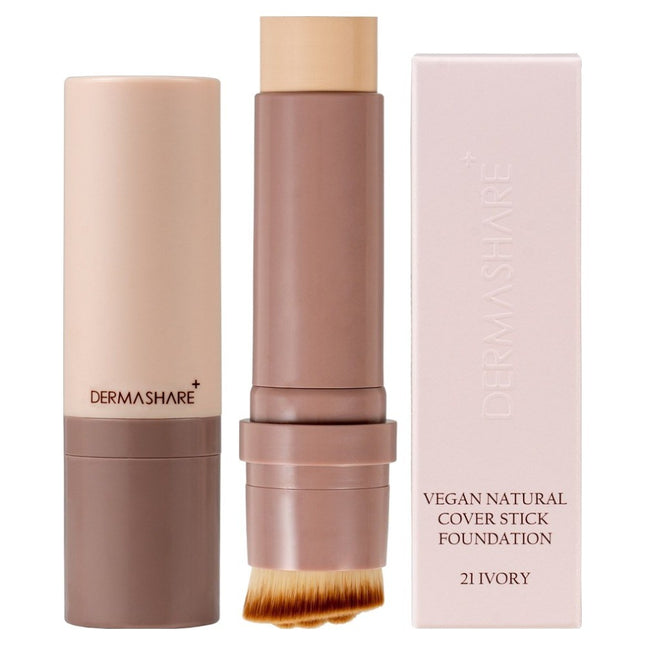 DERMASHARE  Vegan Natural Fit Cover Stick Foundation SPF50+ PA+++ 14g, 1 piece, Shade 21 Ivory