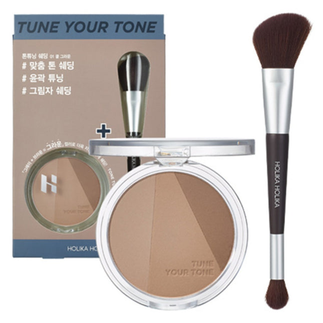 HOLIKA HOLIKA  Tone Tuning Shading + Brush Set, 01 Cool Ground, 1 Each