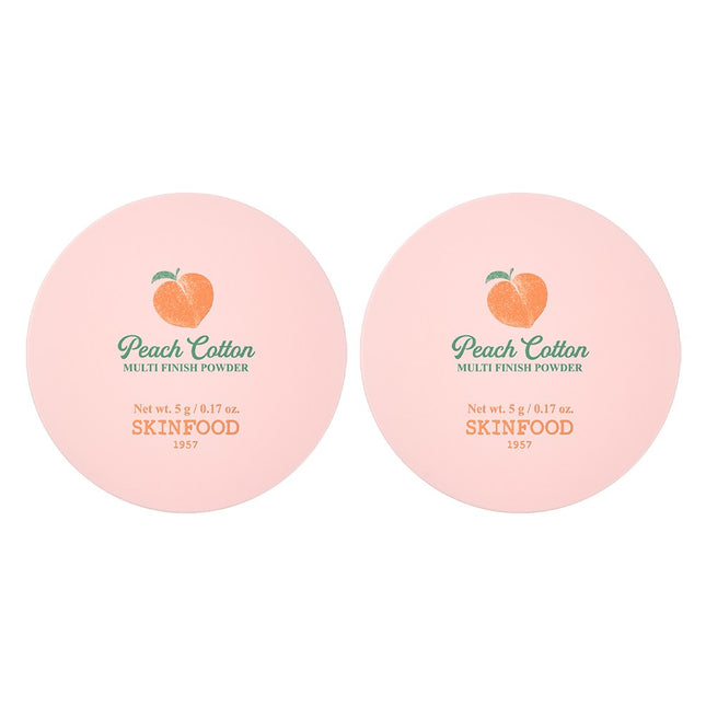 SKINFOOD  Peach Cotton Multi Finish Powder 5g, White, Set of 2