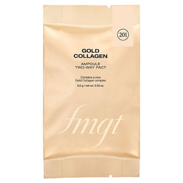 FMGT  Gold Collagen Two-way Pact Pouch Refill 9.5g, 201 Apricot Beige, 1 Count
