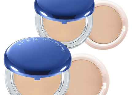 IPKN  Skin Finish Pact Powder 14g + Refill 11g, Shade 23 Natural Beige, 2 Count