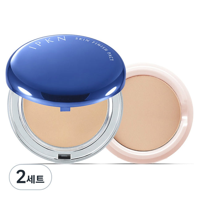 IPKN  Skin Finish Pact Powder 14g + Refill 11g, No. 23 Natural Beige, Set of 2