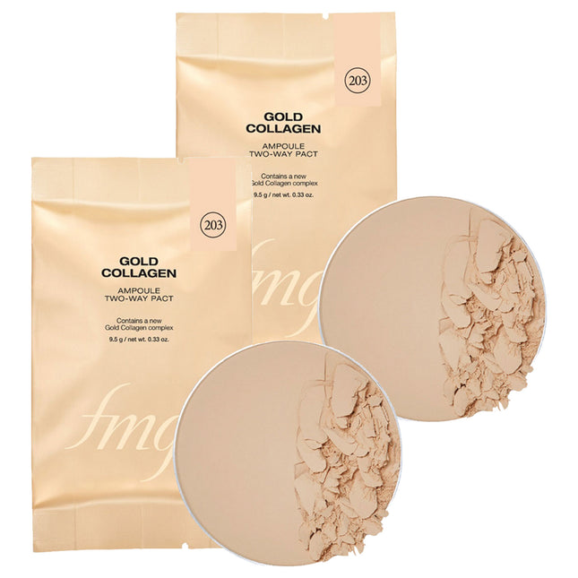 FMGT  Gold Collagen Ampoule Two-way Pact Refill 9.5g, 203 Natural Beige, 2 Count